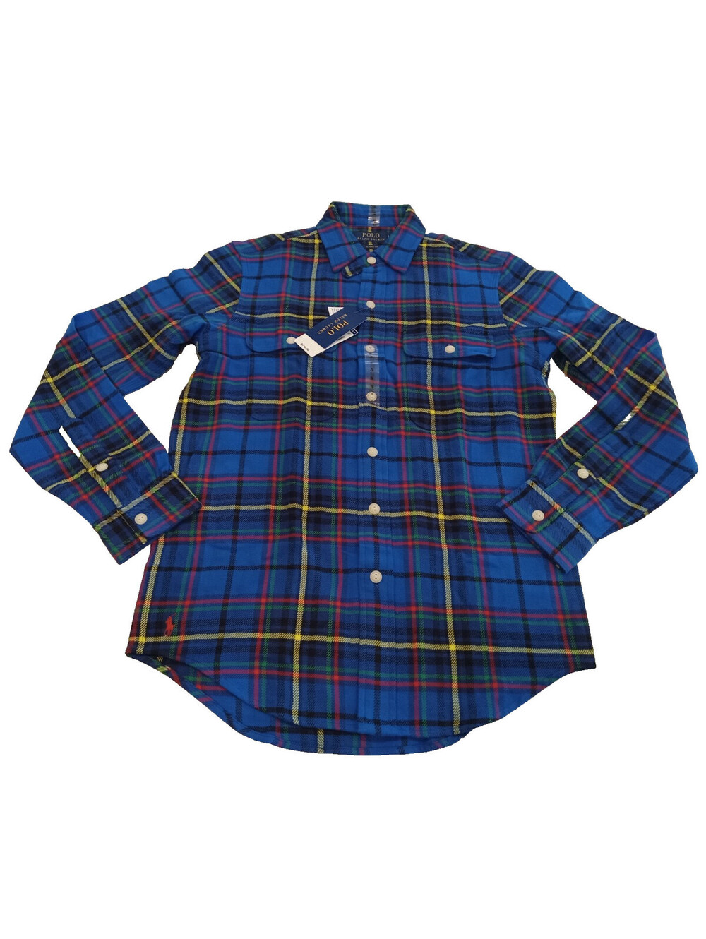 Polo Ralph Lauren Flannel Shirt Mens Small Blue Multi Plaid Classic Fit Soft S